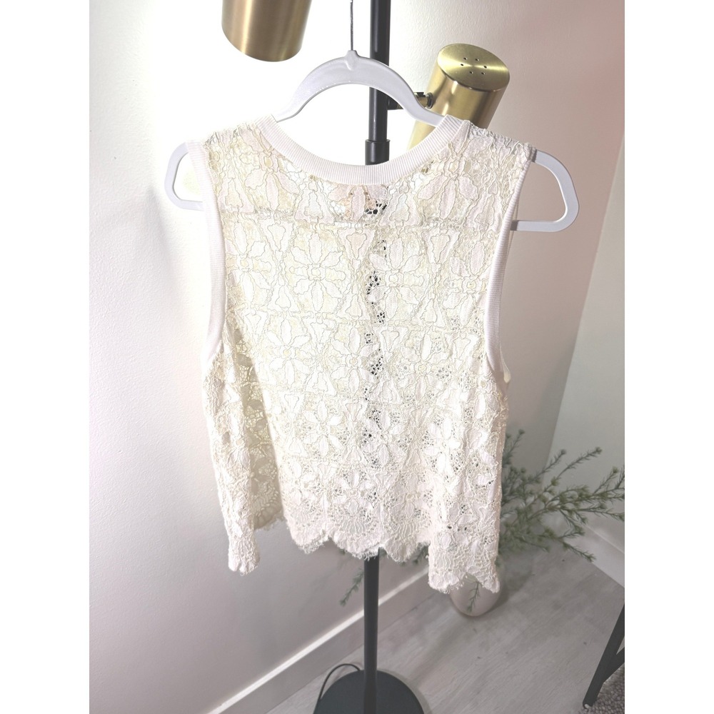 Deletta‎ lace cami LG crewneck anthropologie layering jeans top fitted cute EUC